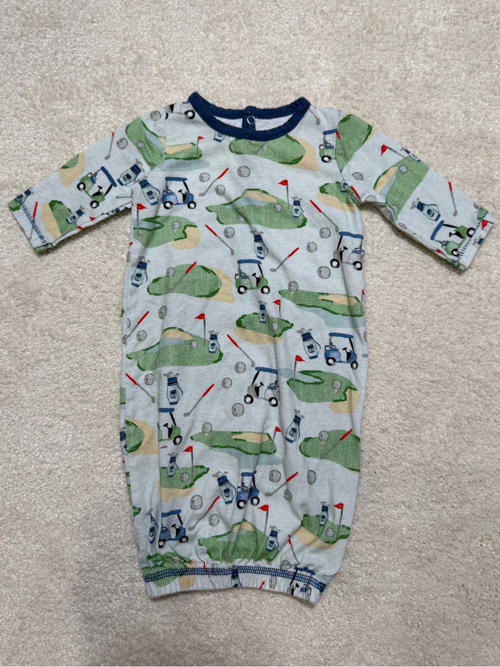 Mud Pie Baby Golf Cart Sleep Gown 100% Cotton Newborn 0-3 Months - Picture 2 of 8